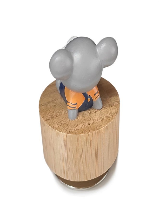 falado Mini Wooden Animal Rotary Music Box with Cute Mouse Ornament (Tune: It's a Small World), Gray and Beige - Image 5